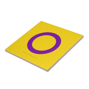 SlipperyJoe's Intersex pride flag yellow backgroun Ceramic Tile