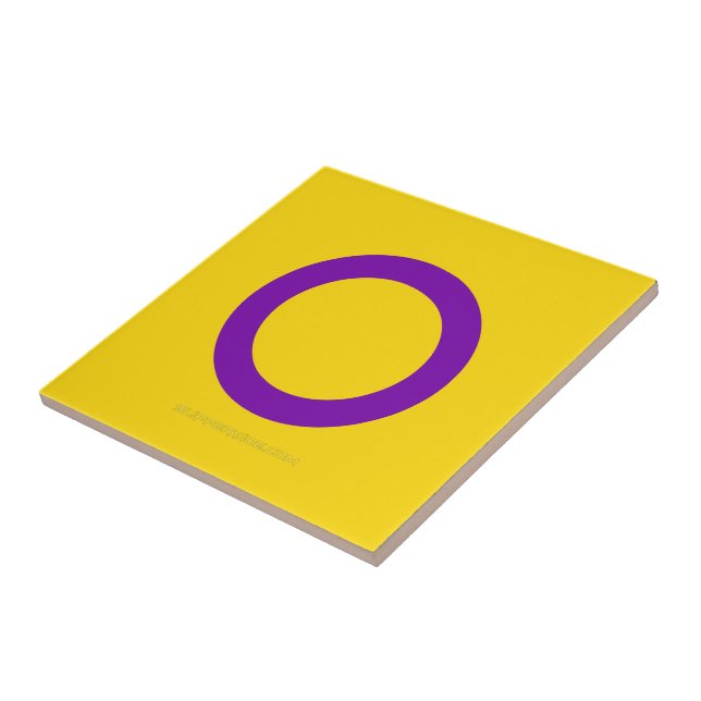 SlipperyJoe's Intersex pride flag yellow backgroun Ceramic Tile (Side)
