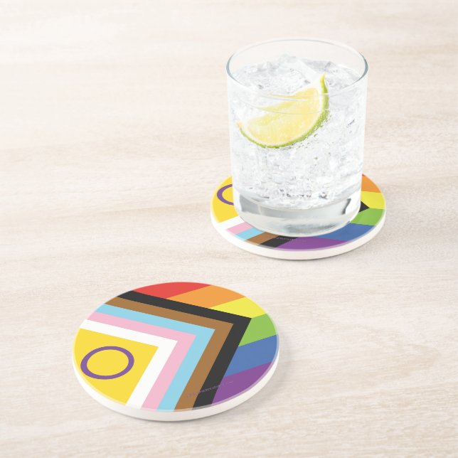 SlipperyJoe's Intersex pride flag yellow backgroun Coaster (Side)