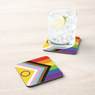 SlipperyJoe's Intersex pride flag yellow backgroun Coaster