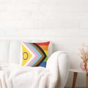 SlipperyJoe's Intersex pride flag yellow backgroun Cushion