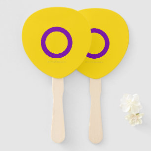 SlipperyJoe's Intersex pride flag yellow backgroun Hand Fan