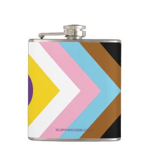 SlipperyJoe's Intersex pride flag yellow backgroun Hip Flask