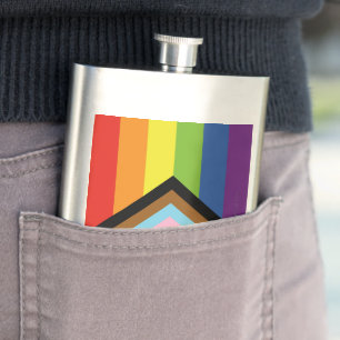 SlipperyJoe's Intersex pride flag yellow backgroun Hip Flask
