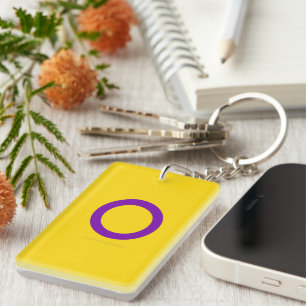 SlipperyJoe's Intersex pride flag yellow backgroun Key Ring