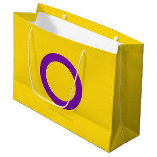SlipperyJoe's Intersex pride flag yellow backgroun Large Gift Bag