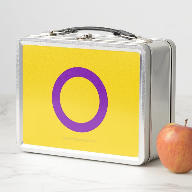 SlipperyJoe's Intersex pride flag yellow backgroun Metal Lunch Box (In Situ)