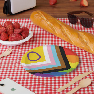 SlipperyJoe's Intersex pride flag yellow backgroun Paper Plate