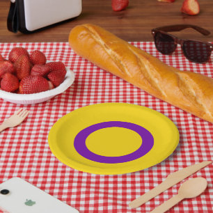 SlipperyJoe's Intersex pride flag yellow backgroun Paper Plate