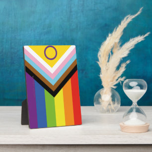 SlipperyJoe's Intersex pride flag yellow backgroun Plaque