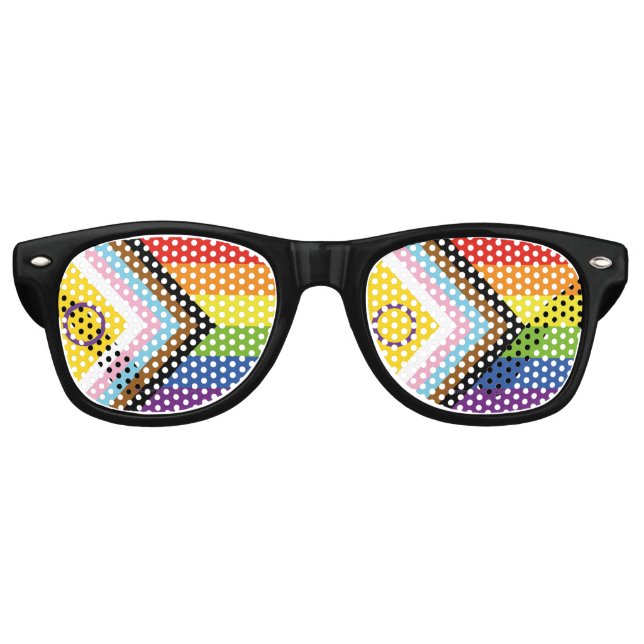 SlipperyJoe's Intersex pride flag yellow backgroun Retro Sunglasses (Front)