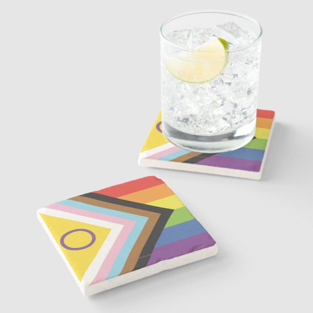 SlipperyJoe's Intersex pride flag yellow backgroun Stone Coaster (Side)