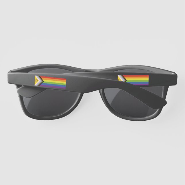 SlipperyJoe's Intersex pride flag yellow backgroun Sunglasses (Back)