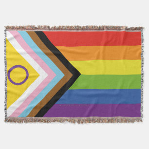 SlipperyJoe's Intersex pride flag yellow backgroun Throw Blanket