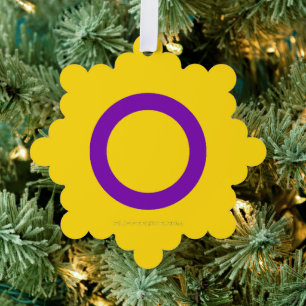 SlipperyJoe's Intersex pride flag yellow backgroun Tree Decoration Card