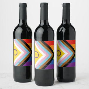 SlipperyJoe's Intersex pride flag yellow backgroun Wine Label