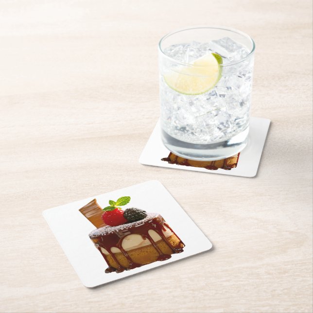 SlipperyJoe's irresistibly indulgent pastry-rich s Square Paper Coaster (Insitu)