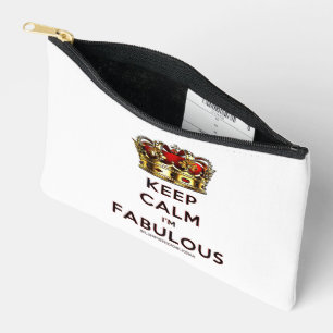 SlipperyJoe's keep calm fabulous golden crown red Accessory Pouch