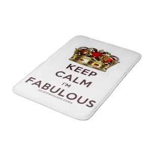 SlipperyJoe's keep calm fabulous golden crown red  Bath Mat