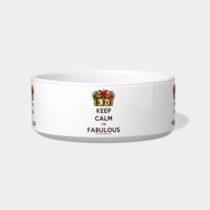 SlipperyJoe's keep calm fabulous golden crown red  Bowl
