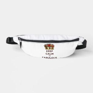 SlipperyJoe's keep calm fabulous golden crown red Bum Bags