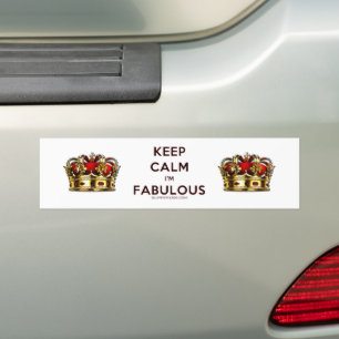 SlipperyJoe's keep calm fabulous golden crown red  Bumper Sticker