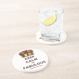 SlipperyJoe's keep calm fabulous golden crown red  Coaster