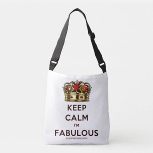 SlipperyJoe's keep calm fabulous golden crown red Crossbody Bag