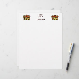 SlipperyJoe's keep calm fabulous golden crown red Custom Letterhead