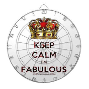 SlipperyJoe's keep calm fabulous golden crown red Dartboard