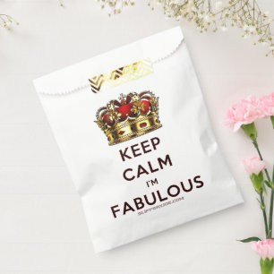 SlipperyJoe's keep calm fabulous golden crown red Favour Bag