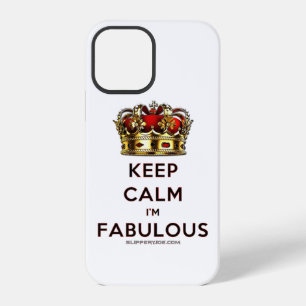 SlipperyJoe's keep calm fabulous golden crown red iPhone 12 Pro Case