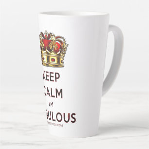 SlipperyJoe's keep calm fabulous golden crown red  Latte Mug