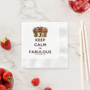 SlipperyJoe's keep calm fabulous golden crown red Napkin