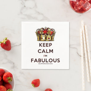 SlipperyJoe's keep calm fabulous golden crown red Napkin