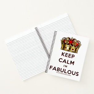 SlipperyJoe's keep calm fabulous golden crown red Notebook