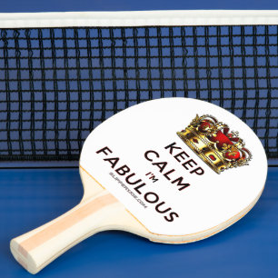 SlipperyJoe's keep calm fabulous golden crown red Ping Pong Paddle