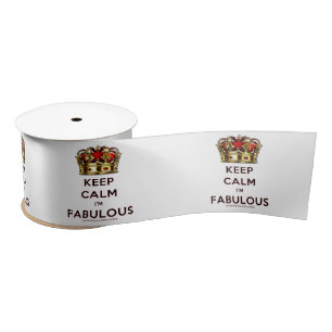 SlipperyJoe's keep calm fabulous golden crown red  Satin Ribbon