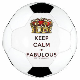 SlipperyJoe's keep calm fabulous golden crown red  Soccer Ball