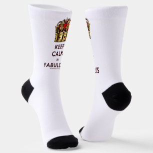 SlipperyJoe's keep calm fabulous golden crown red  Socks
