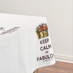 SlipperyJoe's keep calm fabulous golden crown red Tablecloth