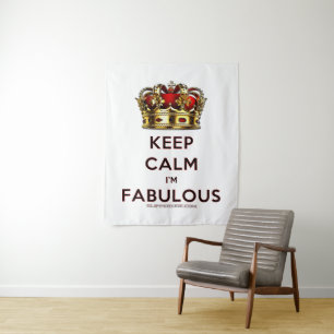 SlipperyJoe's keep calm fabulous golden crown red  Tapestry