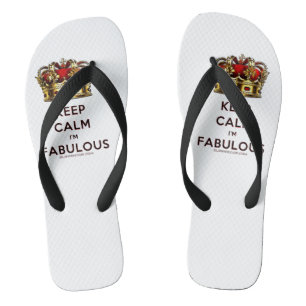 SlipperyJoe's keep calm fabulous golden crown red  Thongs