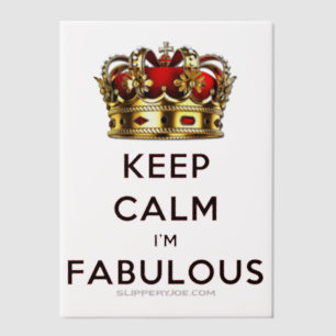 SlipperyJoe's keep calm fabulous golden crown red Vellum Invitations