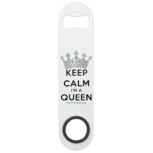 SlipperyJoe's keep calm queen polished silver crow