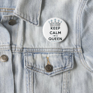 SlipperyJoe's keep calm queen polished silver crow 6 Cm Round Badge