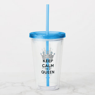 SlipperyJoe's keep calm queen polished silver crow Acrylic Tumbler