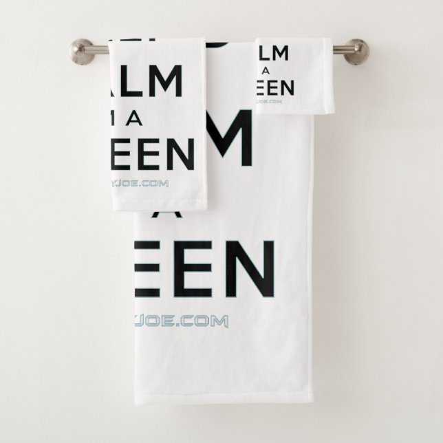 SlipperyJoe's keep calm queen polished silver crow Bath Towel Set (Insitu)