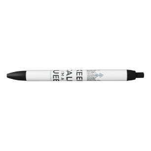 SlipperyJoe's keep calm queen polished silver crow Black Ink Pen