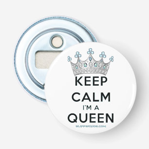 SlipperyJoe's keep calm queen polished silver crow Bottle Opener